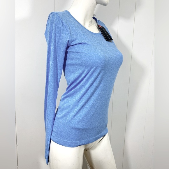 NWT Under Armour Women's Sz Small Blue Heather Threadborne Long Sleeve Shirt - Picture 6 of 7